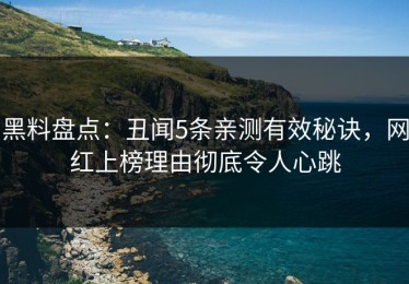 黑料盘点：丑闻5条亲测有效秘诀，网红上榜理由彻底令人心跳