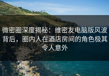 微密圈深度揭秘：维密友电脑版风波背后，圈内人在酒店房间的角色极其令人意外