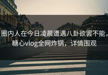 圈内人在今日凌晨遭遇八卦欲罢不能，糖心vlog全网炸锅，详情围观
