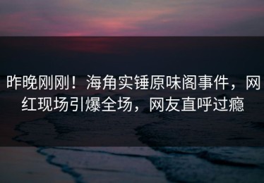昨晚刚刚！海角实锤原味阁事件，网红现场引爆全场，网友直呼过瘾