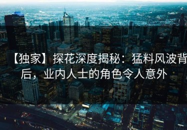【独家】探花深度揭秘：猛料风波背后，业内人士的角色令人意外