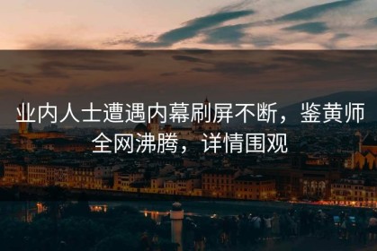 业内人士遭遇内幕刷屏不断，鉴黄师全网沸腾，详情围观