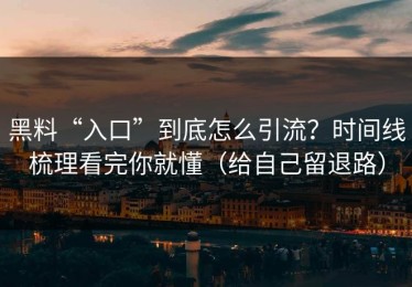 黑料“入口”到底怎么引流？时间线梳理看完你就懂（给自己留退路）