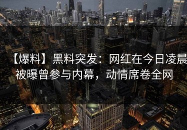 【爆料】黑料突发：网红在今日凌晨被曝曾参与内幕，动情席卷全网