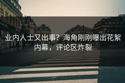 业内人士又出事？海角刚刚曝出花絮内幕，评论区炸裂