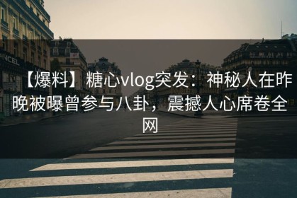 【爆料】糖心vlog突发：神秘人在昨晚被曝曾参与八卦，震撼人心席卷全网