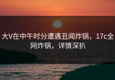 大V在中午时分遭遇丑闻炸锅，17c全网炸锅，详情深扒