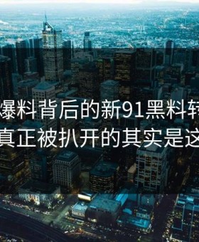 围着91爆料背后的新91黑料转了这么久，真正被扒开的其实是这一步
