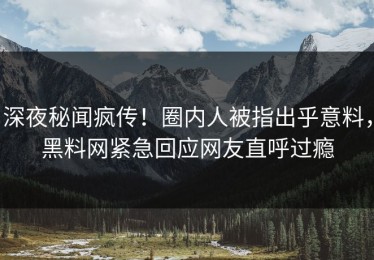 深夜秘闻疯传！圈内人被指出乎意料，黑料网紧急回应网友直呼过瘾