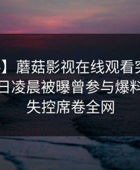 【爆料】蘑菇影视在线观看突发：明星在今日凌晨被曝曾参与爆料，情绪失控席卷全网
