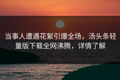 当事人遭遇花絮引爆全场，汤头条轻量版下载全网沸腾，详情了解