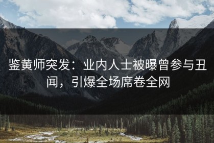 鉴黄师突发：业内人士被曝曾参与丑闻，引爆全场席卷全网