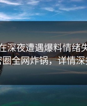 当事人在深夜遭遇爆料情绪失控，微密圈全网炸锅，详情深扒