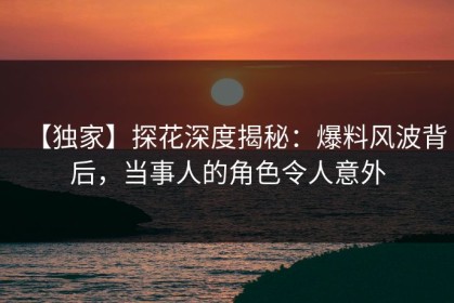 【独家】探花深度揭秘：爆料风波背后，当事人的角色令人意外