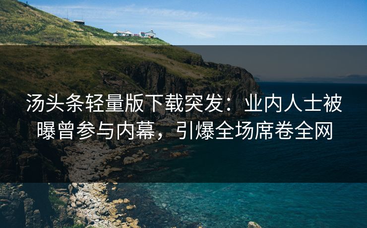 汤头条轻量版下载突发：业内人士被曝曾参与内幕，引爆全场席卷全网
