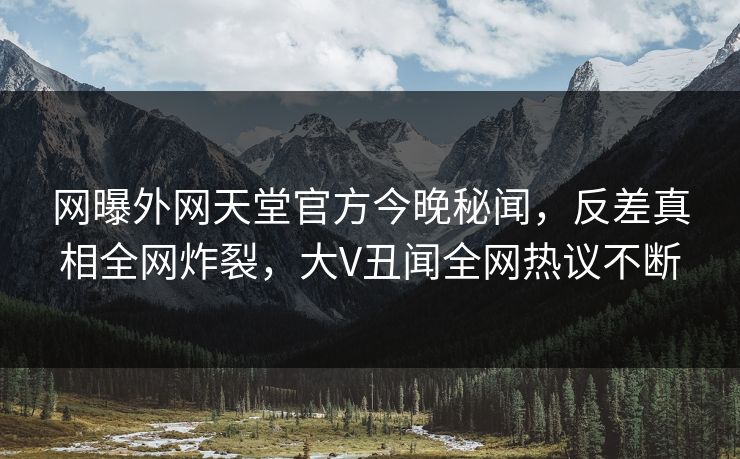 网曝外网天堂官方今晚秘闻，反差真相全网炸裂，大V丑闻全网热议不断