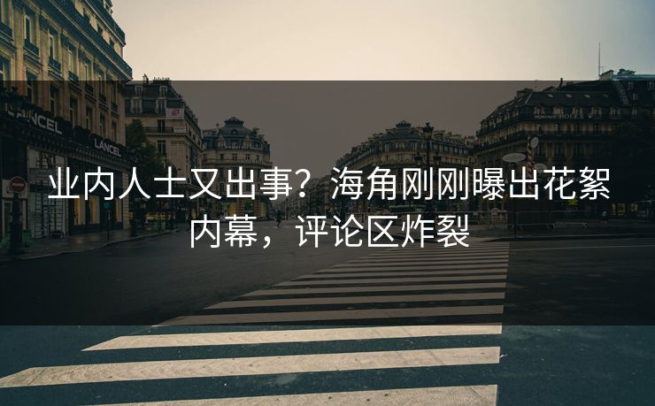 业内人士又出事？海角刚刚曝出花絮内幕，评论区炸裂