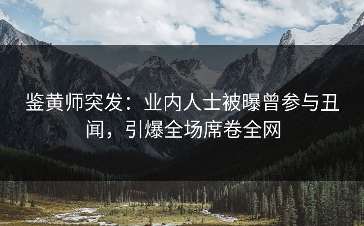 鉴黄师突发：业内人士被曝曾参与丑闻，引爆全场席卷全网