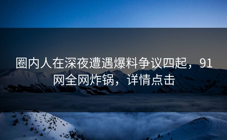 圈内人在深夜遭遇爆料争议四起，91网全网炸锅，详情点击