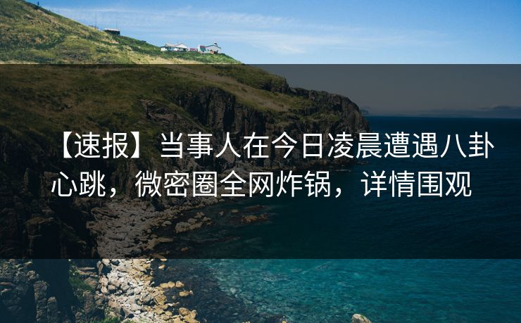 【速报】当事人在今日凌晨遭遇八卦心跳，微密圈全网炸锅，详情围观