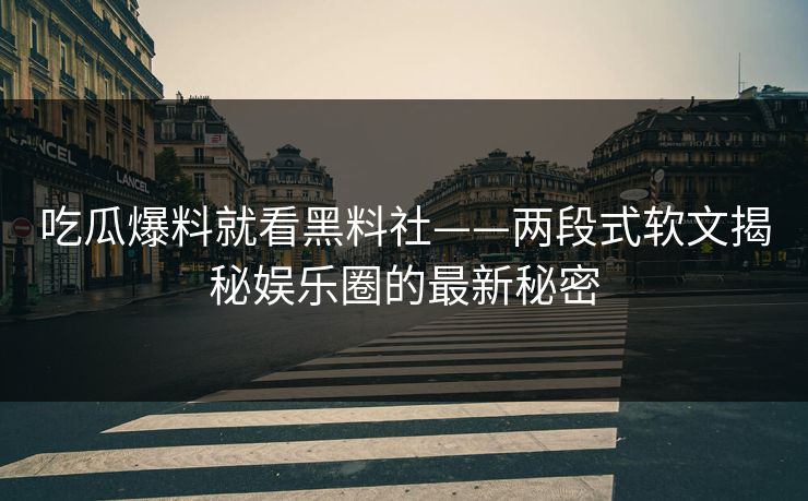 吃瓜爆料就看黑料社——两段式软文揭秘娱乐圈的最新秘密